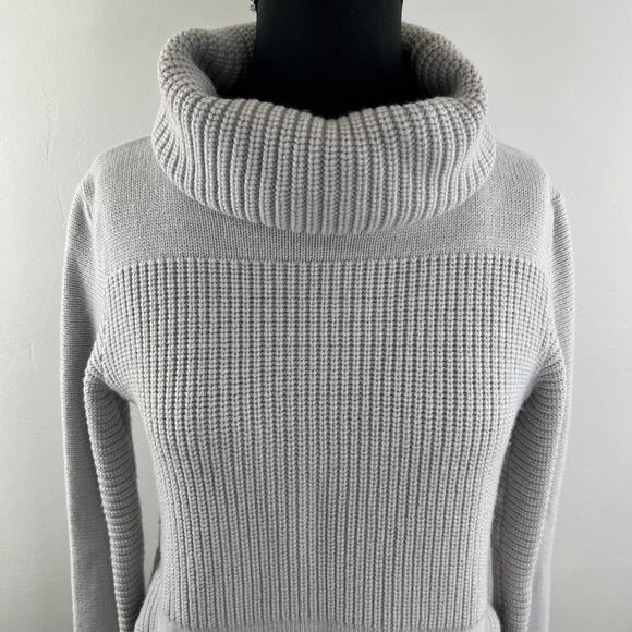 SURE FEEL Gray Ribbed Wool? Long Sleeve Cowl Neck Pullover Knit Sweater S M? - Picture 3 of 7